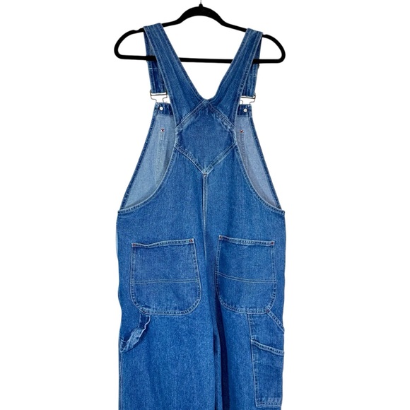 HISEA Bib Overalls Mens 34X32 Blue Denim Carpenter Hammer Loop Workwear Utility - Picture 5 of 14